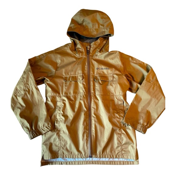 Columbia Kids Tan Hooded Rain Jacket - Picture 1 of 11